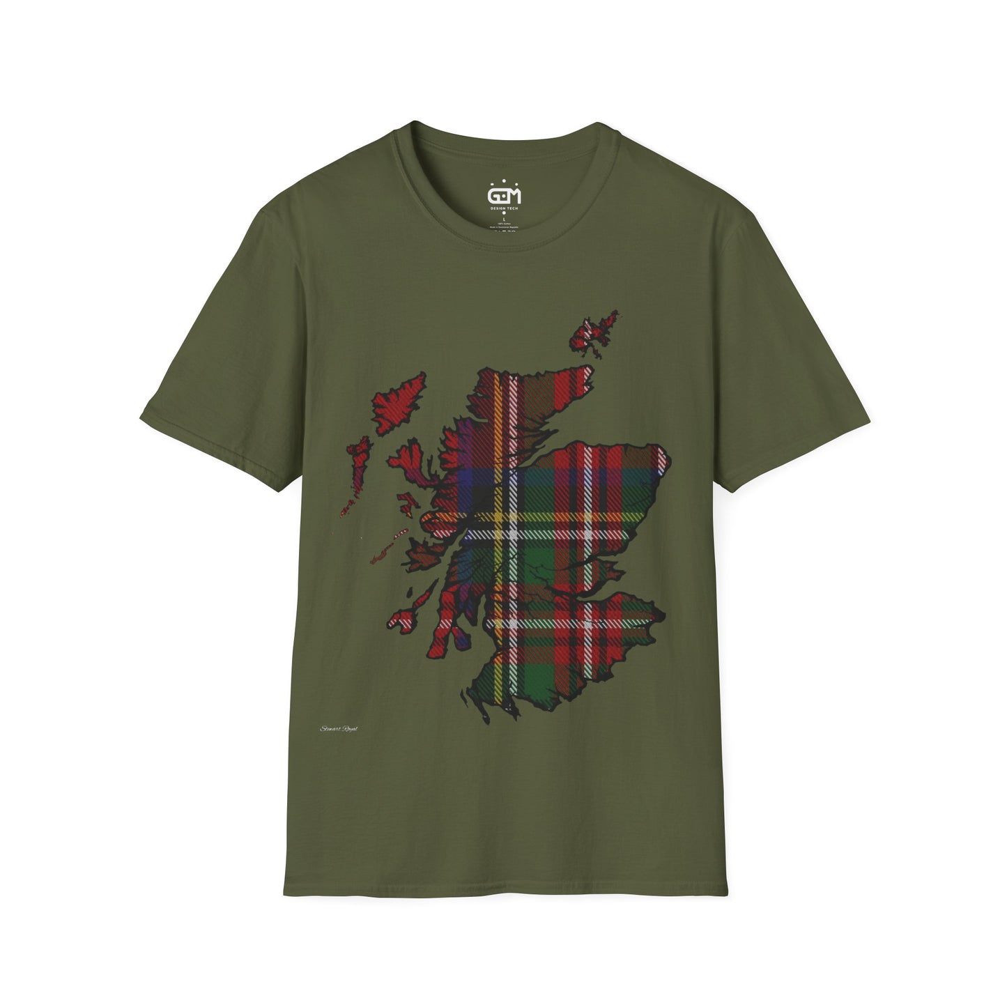 Scotland Tartan Map Softstyle Unisex T-Shirt, Stewart Royal Tartan, Various Colours