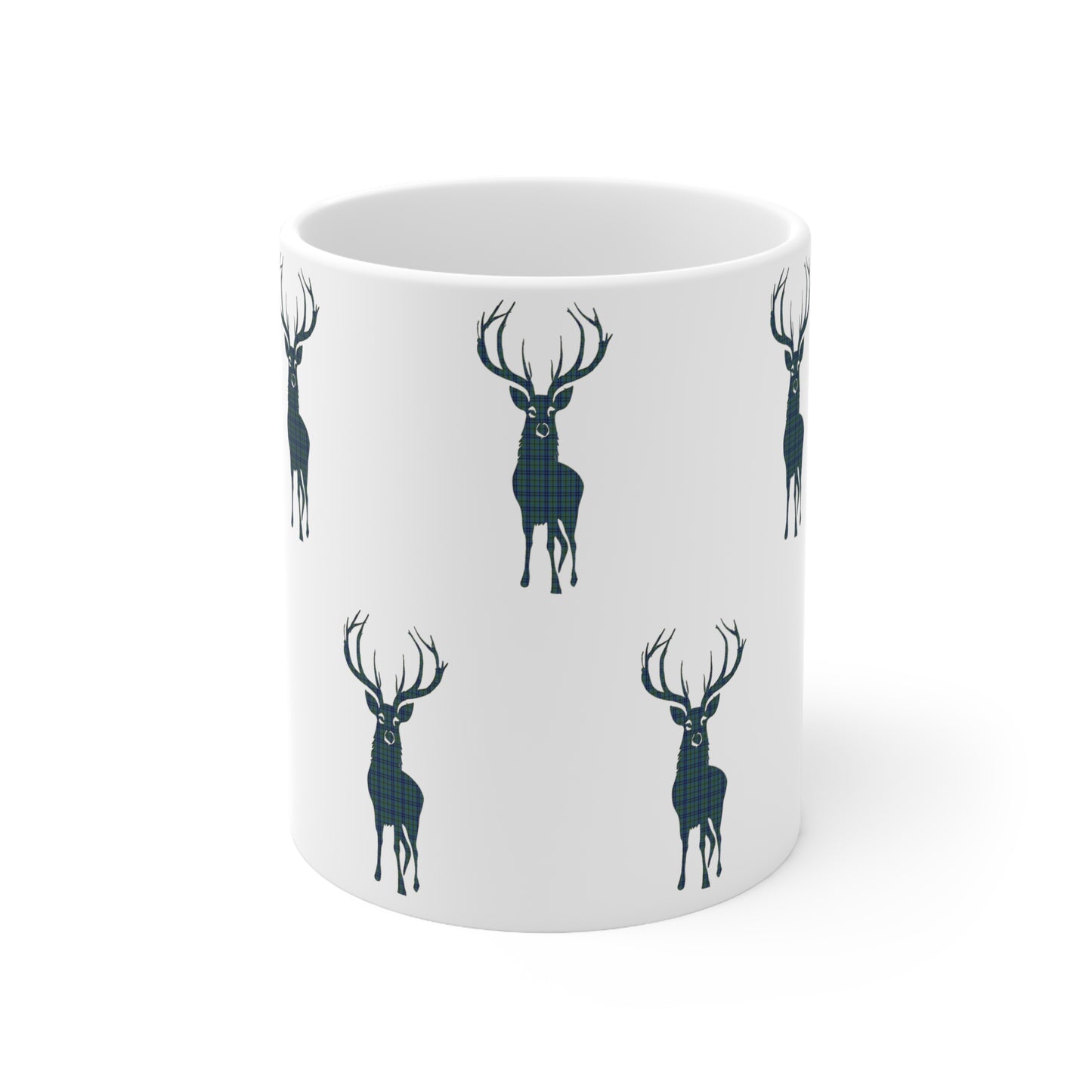 Tartan Stag Mug - Keith Tartan, Coffee Cup, Tea Cup, Scotland, White