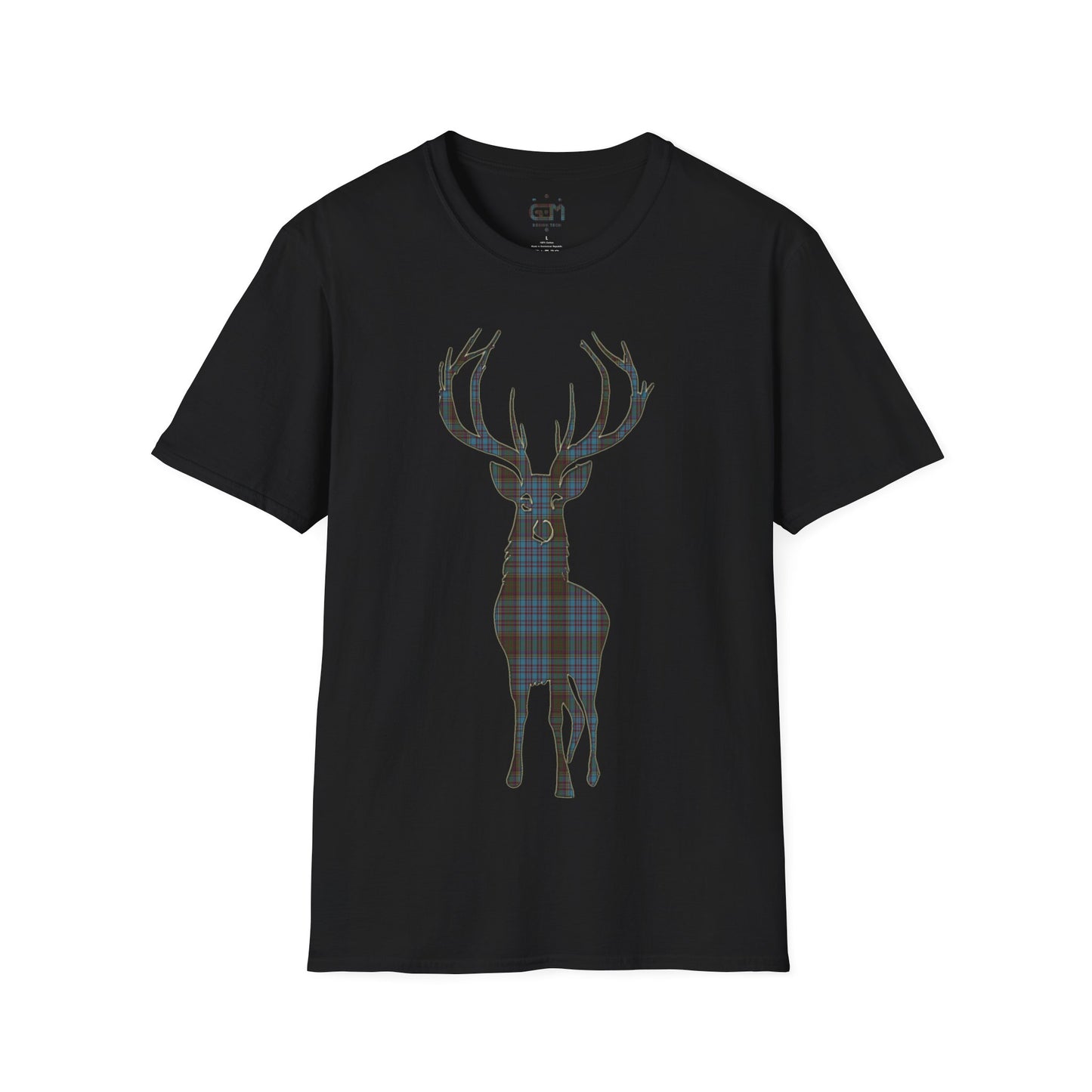 Tartan Stag Softstyle T-Shirt - Anderson Tartan, Unisex Tee, Scottish Scenery, Various Colours