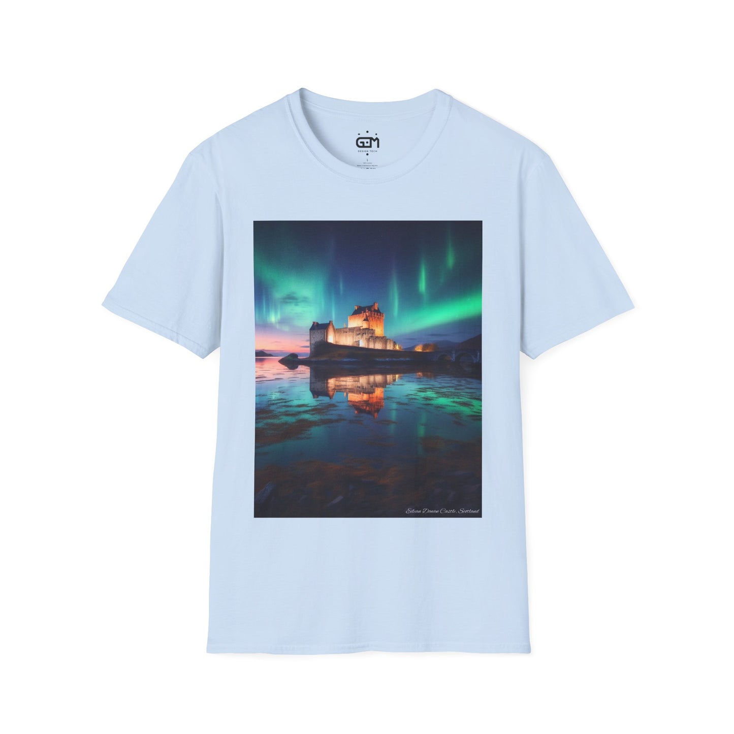 Eilean Donan Castle with Northern Lights Softstyle Unisex T-Shirt, Scotland Tee