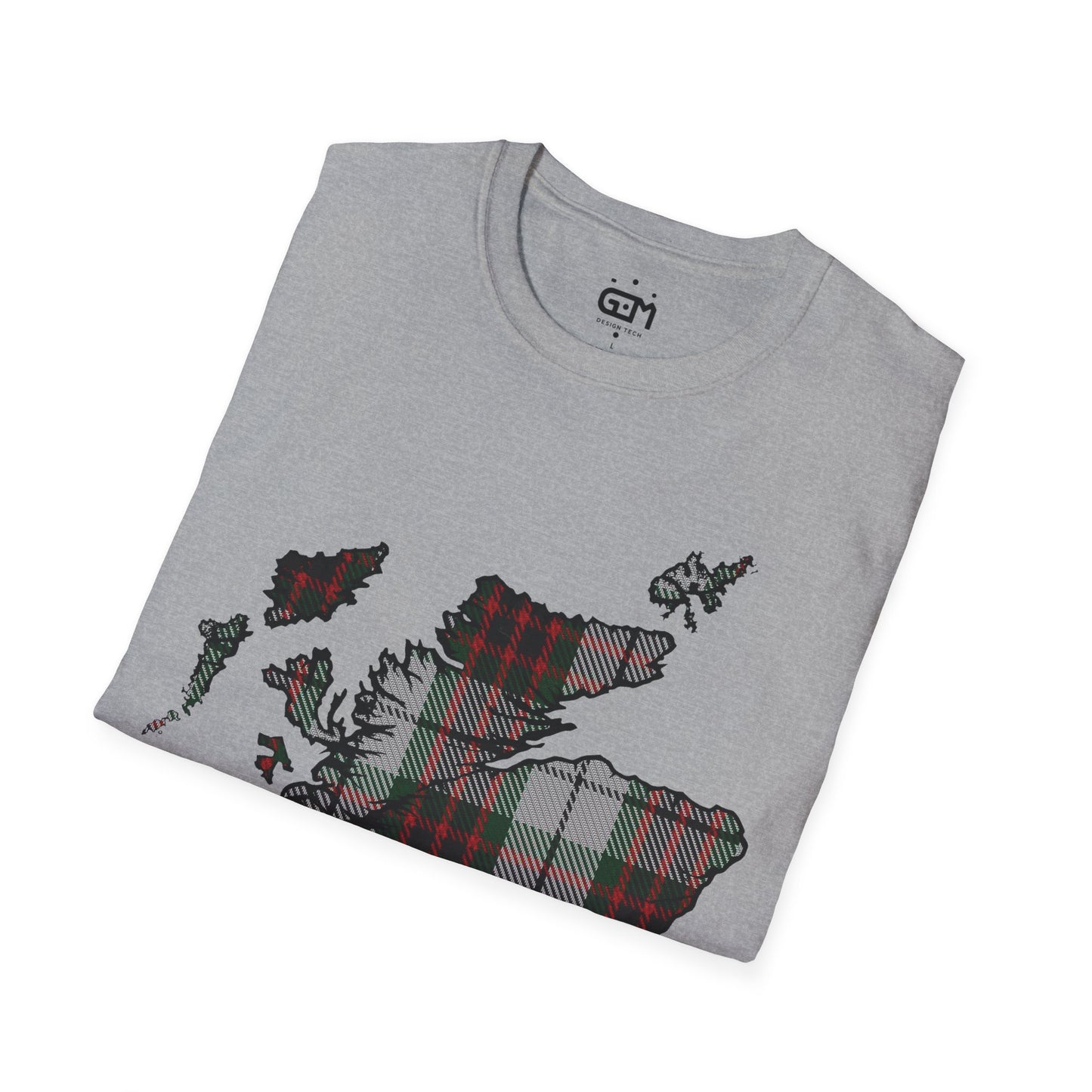 Scotland Tartan Map Softstyle Unisex T-Shirt, Fraser Dress Tartan, Various Colours