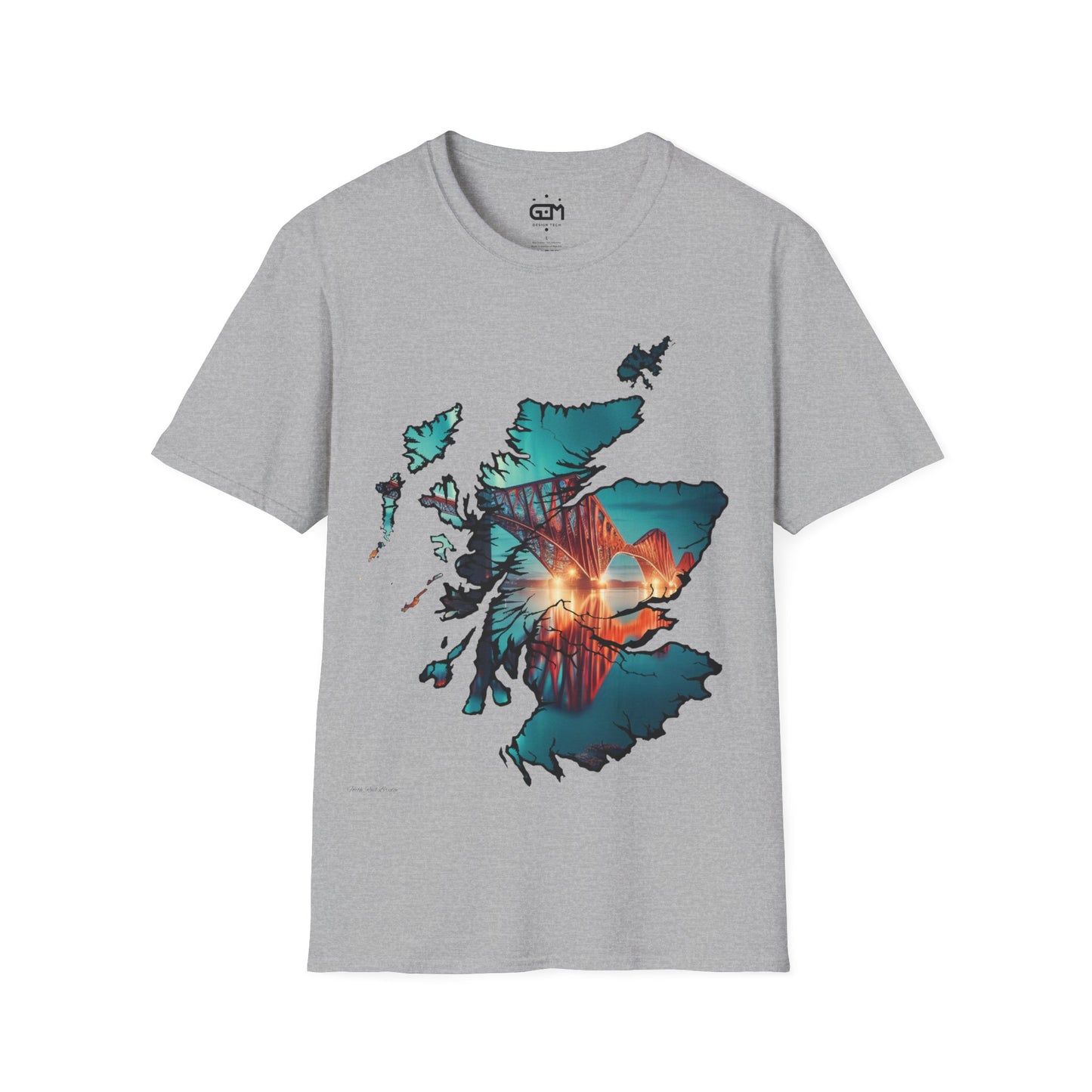 Forth Rail Bridge Scotland Map Softstyle T-Shirt, Unisex Tee, Scotland Shirt, Scottish Landmark, Nature, Scenery, Various Colours