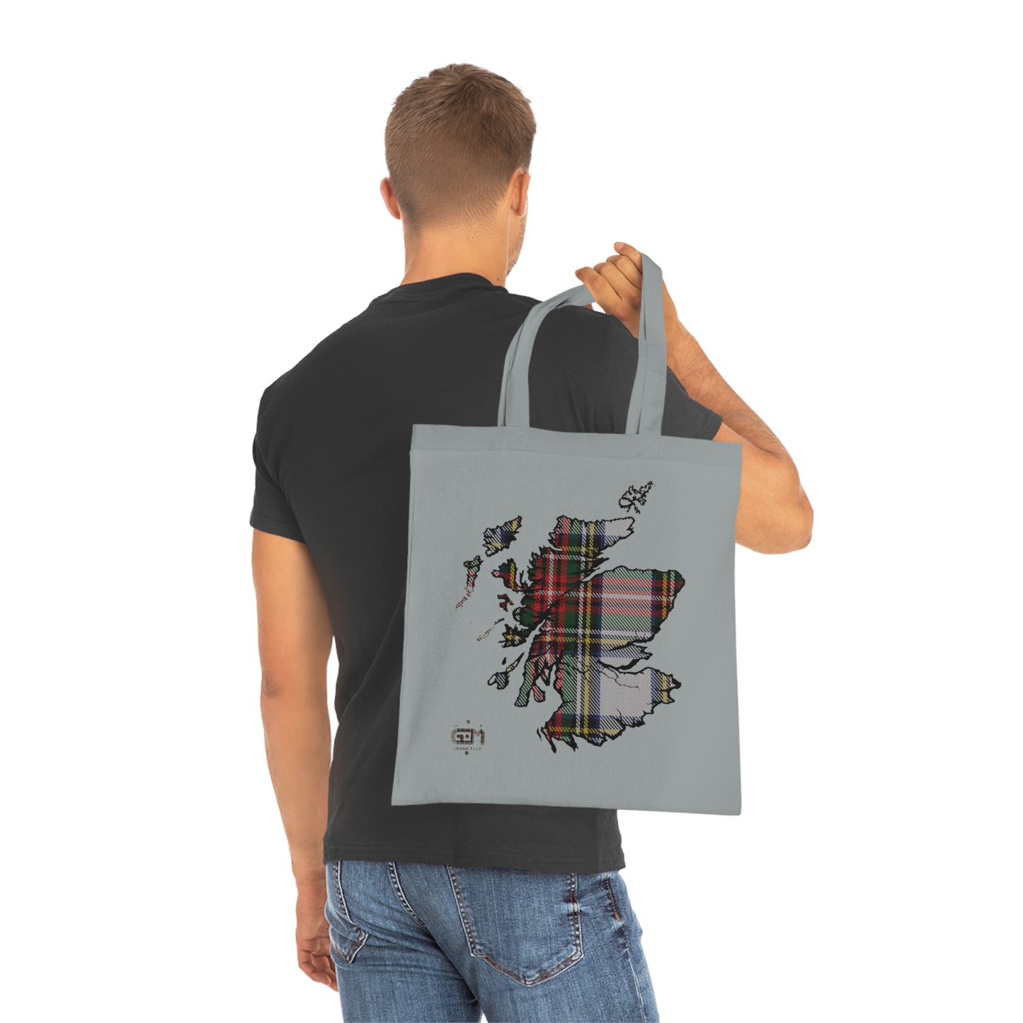 Reversible Scotland Tartan Map Cotton Tote Bag - Stewart Dress Tartan