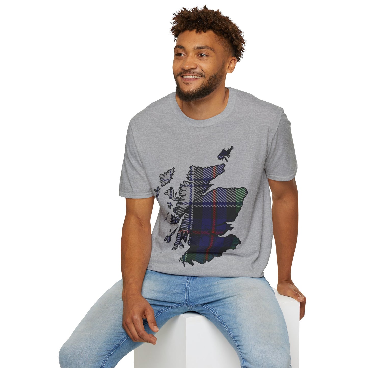 Scotland Tartan Map Softstyle Unisex T-Shirt, Argyle Dress Tartan, Various Colours