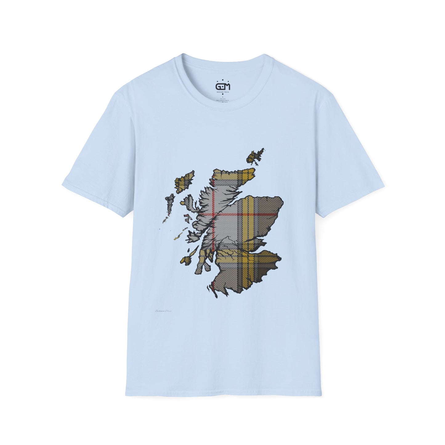 Scotland Tartan Map Softstyle Unisex T-Shirt - Buchanan Dress Tartan Tee