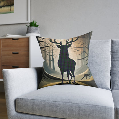 Reversible Square Cushion : Stag / Scotland Map - Argyle Tartan, Various Sizes