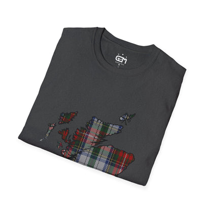 Scotland Tartan Map Softstyle Unisex T-Shirt - Stewart Tartan Tee