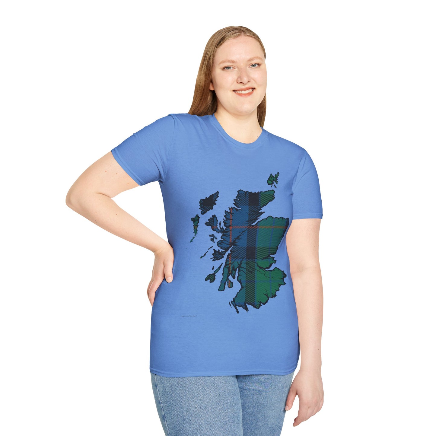 Scotland Tartan Map Softstyle Unisex T-Shirt, Flower of Scotland Tartan, Various Colours