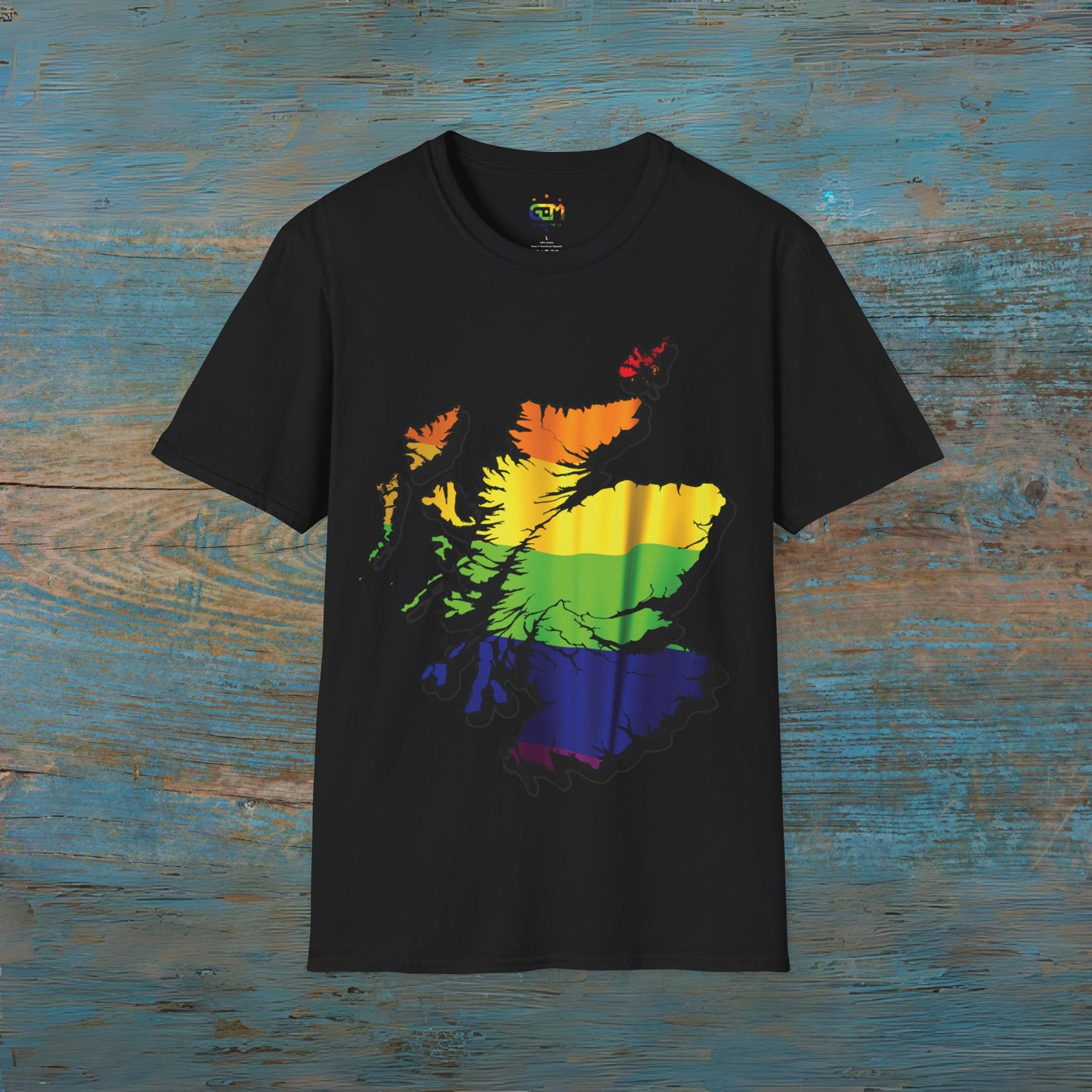 Pride Flag Scotland Map Unisex T-Shirt, Various Colours