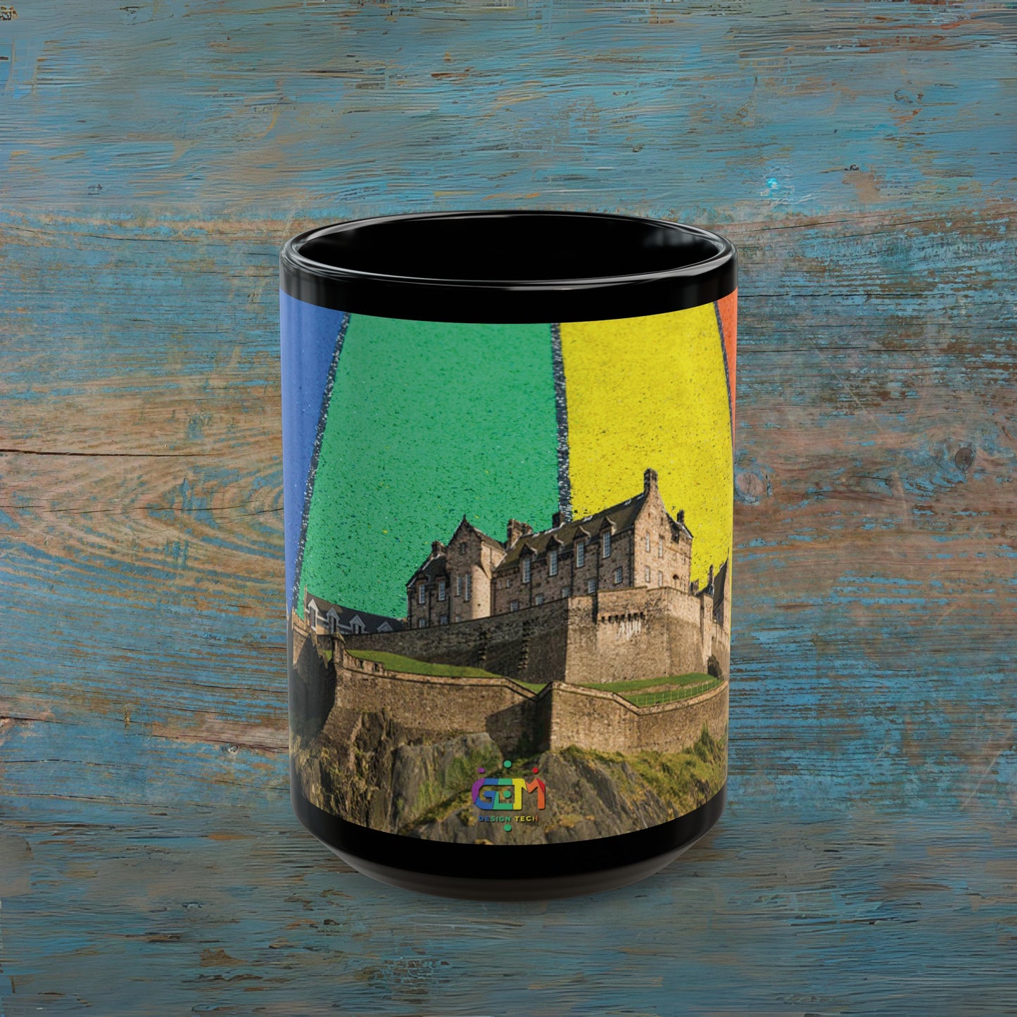 Edinburgh Castle Pride Road Sky Photo Mug, Black