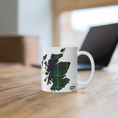 Duncan Tartan Scotland Map Mug, Coffee Cup, Tea Cup, Scotland, White