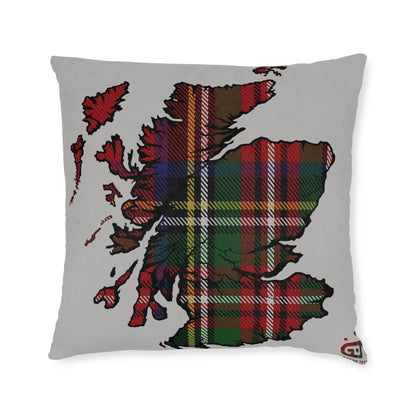 Reversible Square Cushion : Stag / Scotland Map - Stewart Royal Tartan, Various Sizes