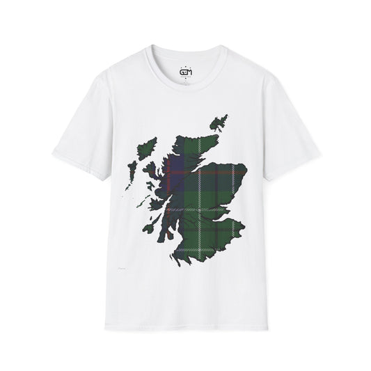 Scotland Tartan Map Softstyle Unisex T-Shirt, Duncan Tartan, Various Colours