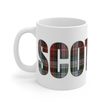 Scotland Lettering Tartan Mug 11oz, Stewart Tartan