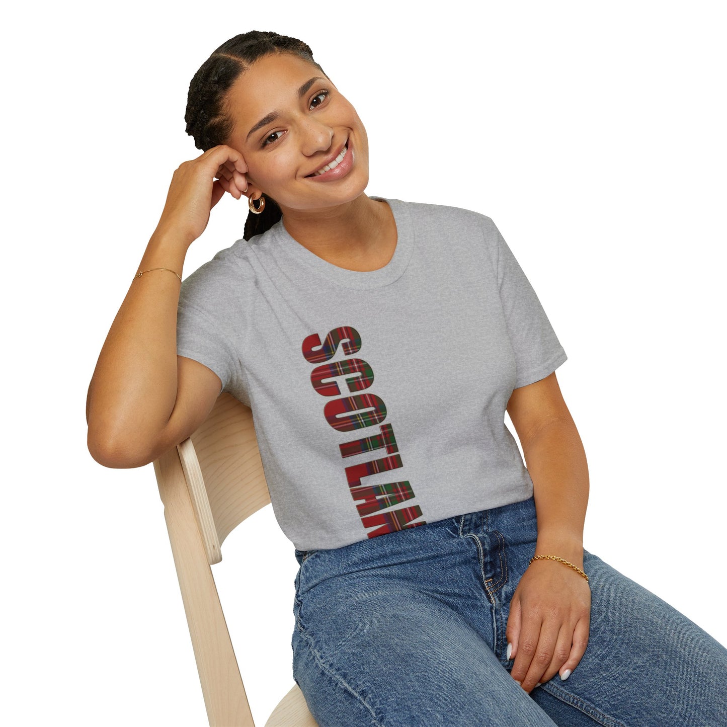 Scotland Lettering Tartan Softstyle Unisex T-Shirt, Stewart Royal Tartan Tee