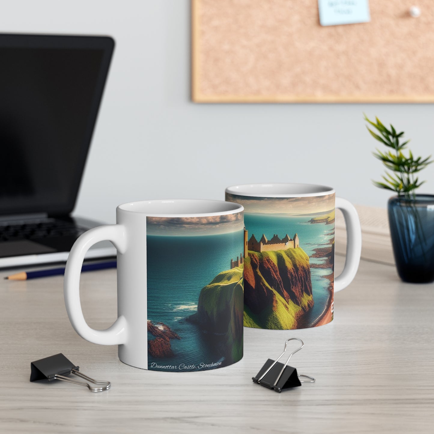 Dunnottar Castle Mug - Stonehaven, Coffee Cup, Tea Cup, Scotland, White