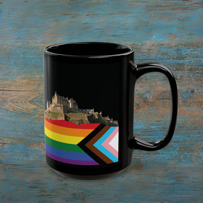 Pride Progress Rock Edinburgh Castle Photo Mug, Black