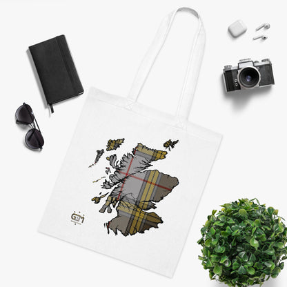 Reversible Scotland Tartan Map Cotton Tote Bag - Buchanan Tartan