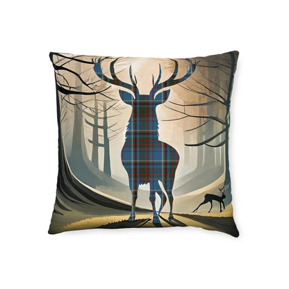 Reversible Square Cushion : Stag / Scotland Map - Anderson Old Tartan, Various Sizes