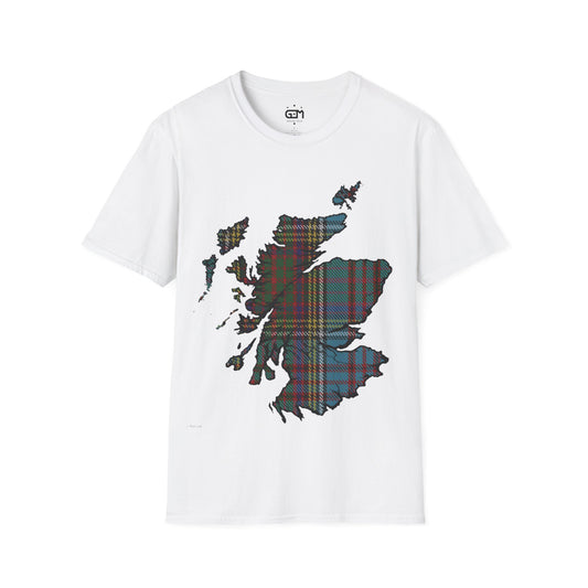 Scotland Tartan Map Softstyle Unisex T-Shirt, Anderson Tartan, Various Colours