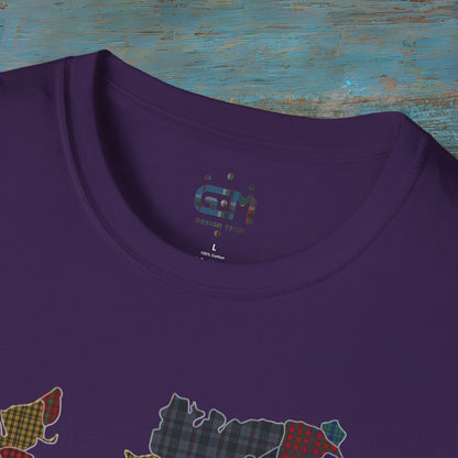 Scotland Tartan Clan Map Softstyle T-Shirt, Unisex Tee, Scotland Shirt, Various Colours