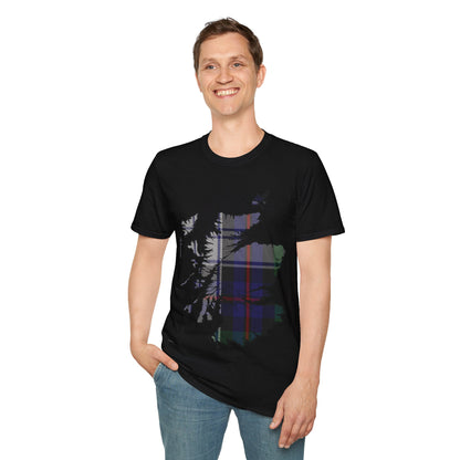 Scotland Tartan Map Softstyle Unisex T-Shirt, Argyle Dress Tartan, Various Colours