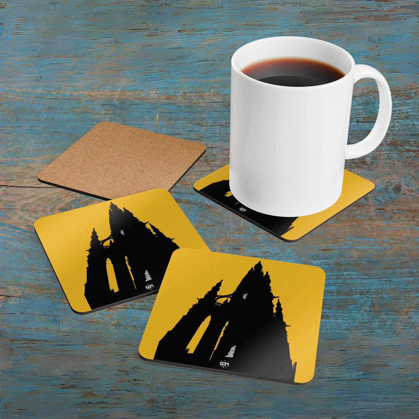 Scotland Art Cork Coaster Set - Silhouettes