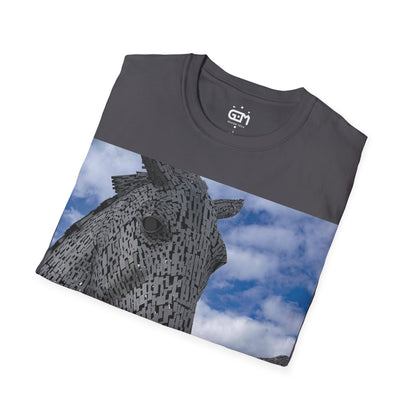 Kelpies Photo Softstyle T-Shirt, Unisex Tee, Scotland Shirt, Scottish Landmark, Nature, Scenery, Various Colours