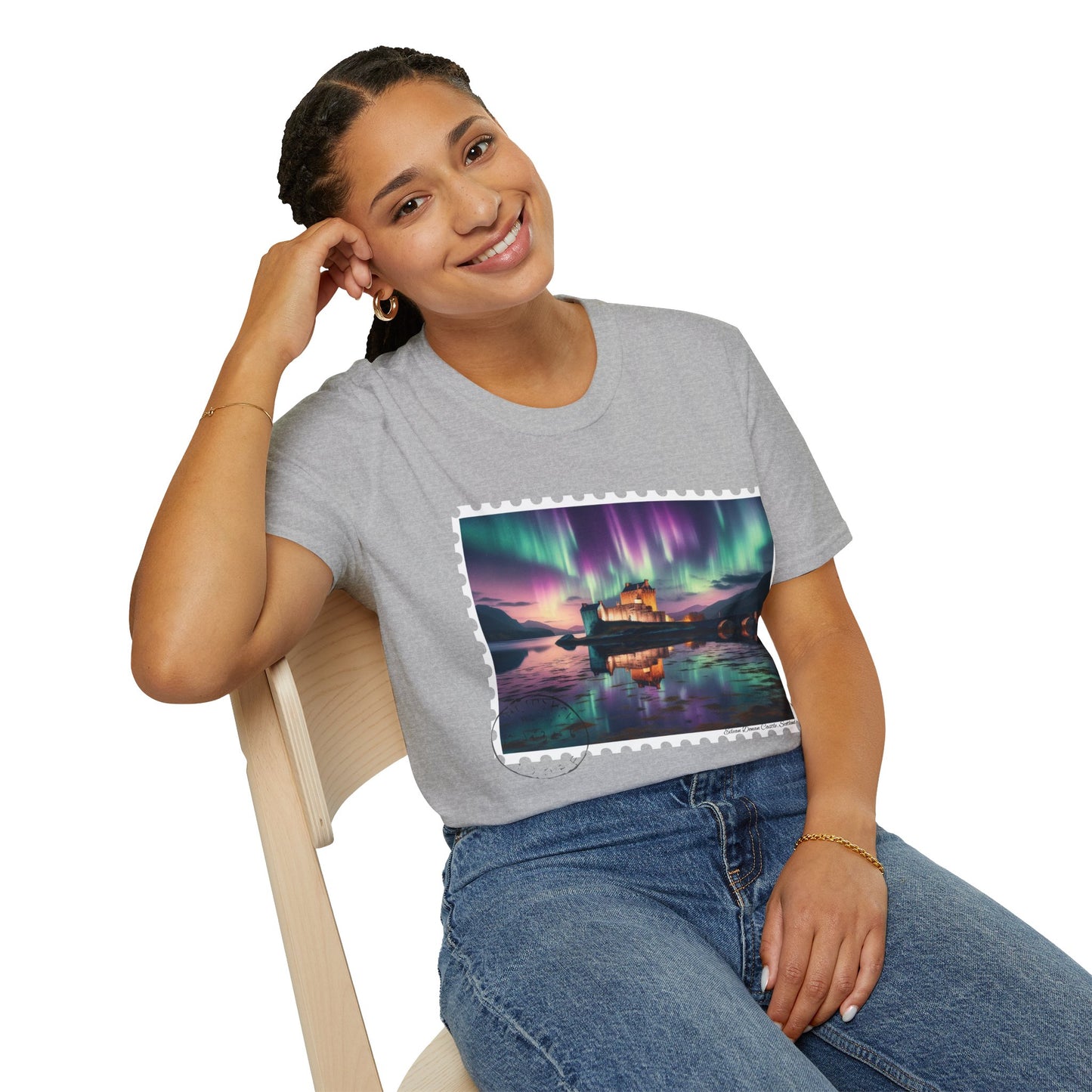 Postcard Eilean Donan Castle Art Softstyle T-Shirt, Unisex Tee, Scotland Shirt, Various Colours