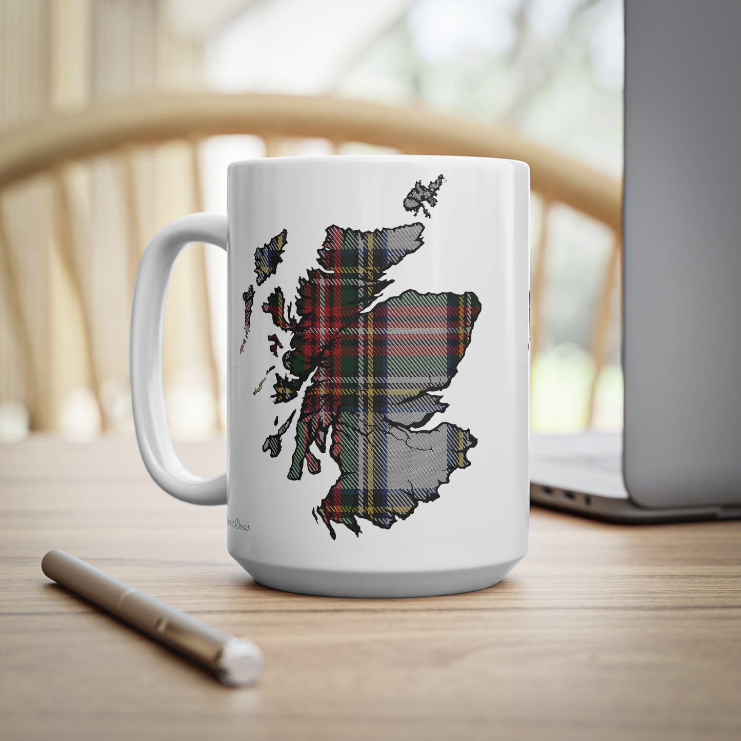 Stewart Dress Tartan Scotland Map Mug, Coffee Cup, Tea Cup, Scotland, White