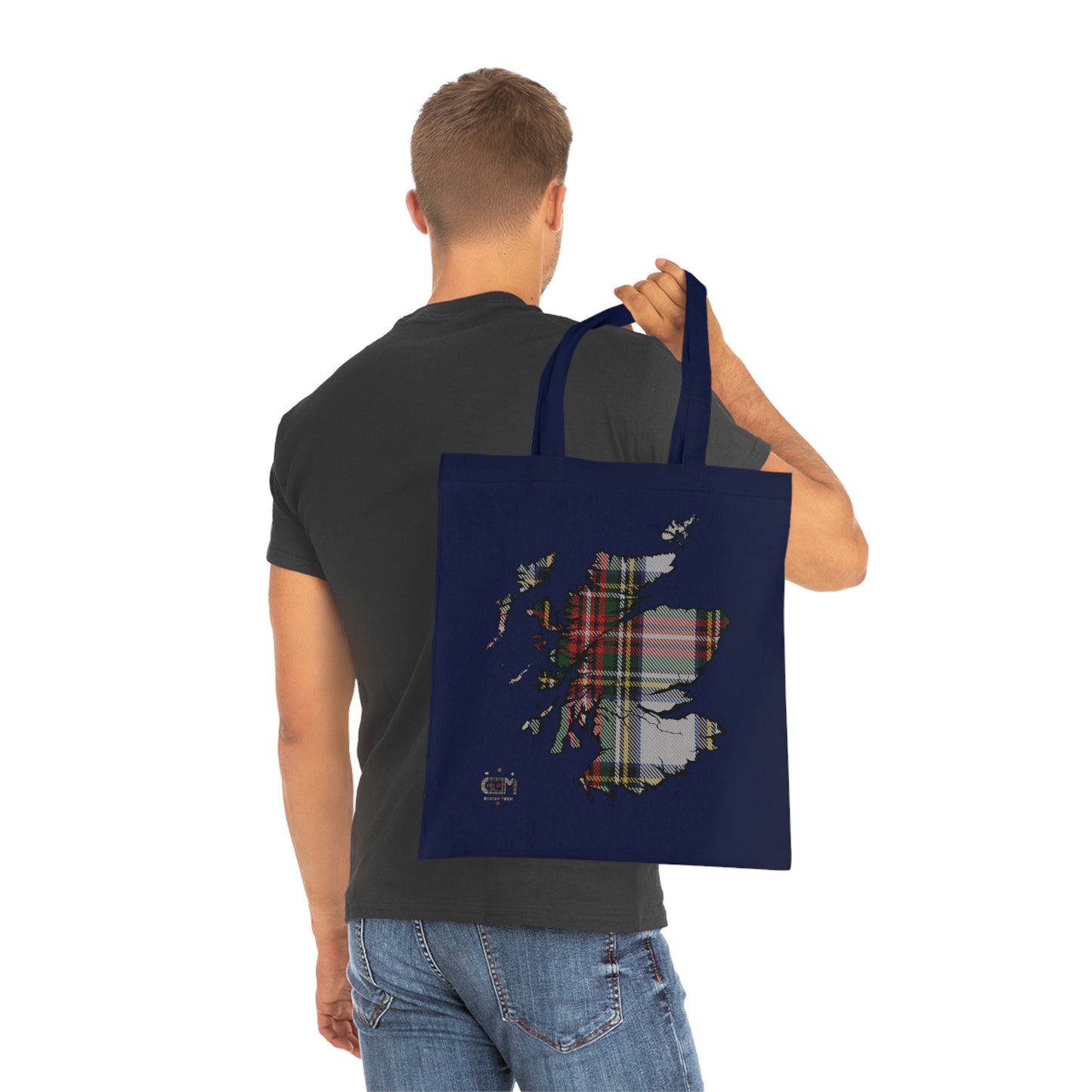 Reversible Scotland Tartan Map Cotton Tote Bag - Stewart Dress Tartan