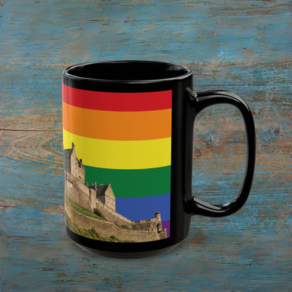 Edinburgh Castle Pride Progress Sky Photo Mug, Black