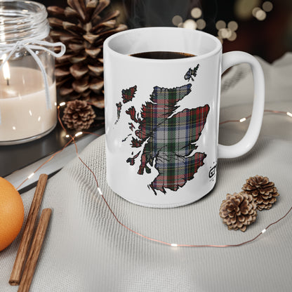 Stewart Tartan Scotland Map Mug, Coffee Cup, Tea Cup, Scotland, White