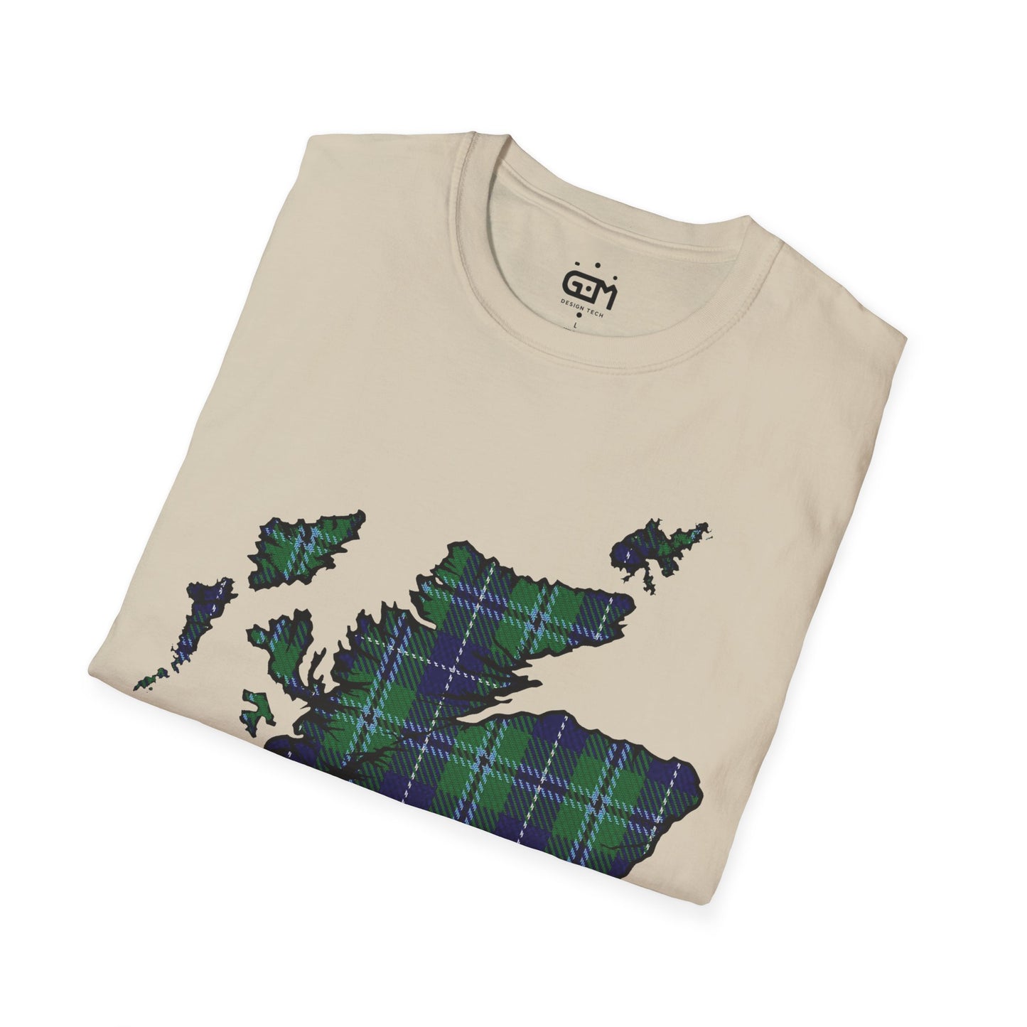 Scotland Tartan Map Softstyle Unisex T-Shirt, Douglas Tartan, Various Colours