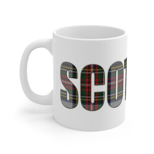 Scotland Tartan Mug - Stewart Dress, Coffee Cup, Tea Cup, Scotland, White