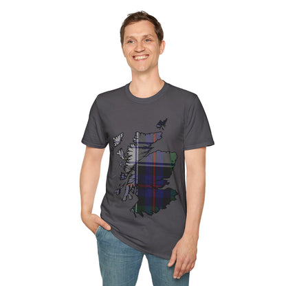 Scotland Tartan Map Softstyle Unisex T-Shirt, Argyle Dress Tartan, Various Colours