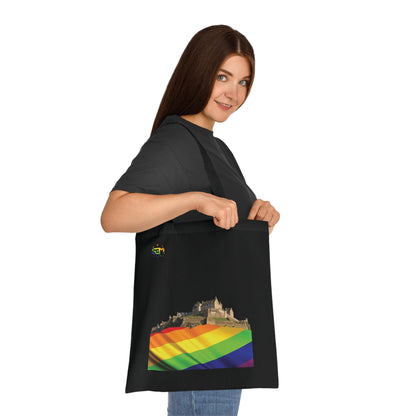 Pride Flag Rock Edinburgh Castle Cotton Tote Bag