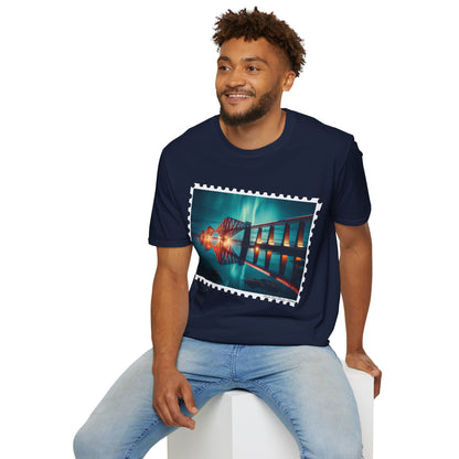 Postcard Forth Rail Bridge Art Softstyle T-Shirt, Unisex Tee, Scotland Shirt, Various Colours