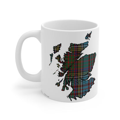 Scotland Map Mug 11oz, Anderson Tartan