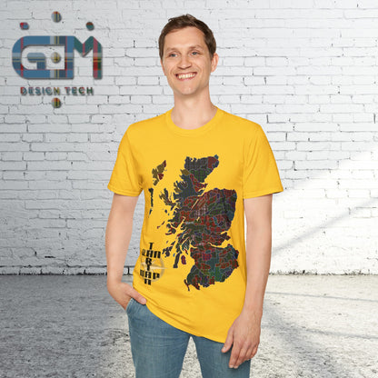 Scotland Tartan Clan Map Softstyle T-Shirt, Unisex Tee, Scotland Shirt, Various Colours