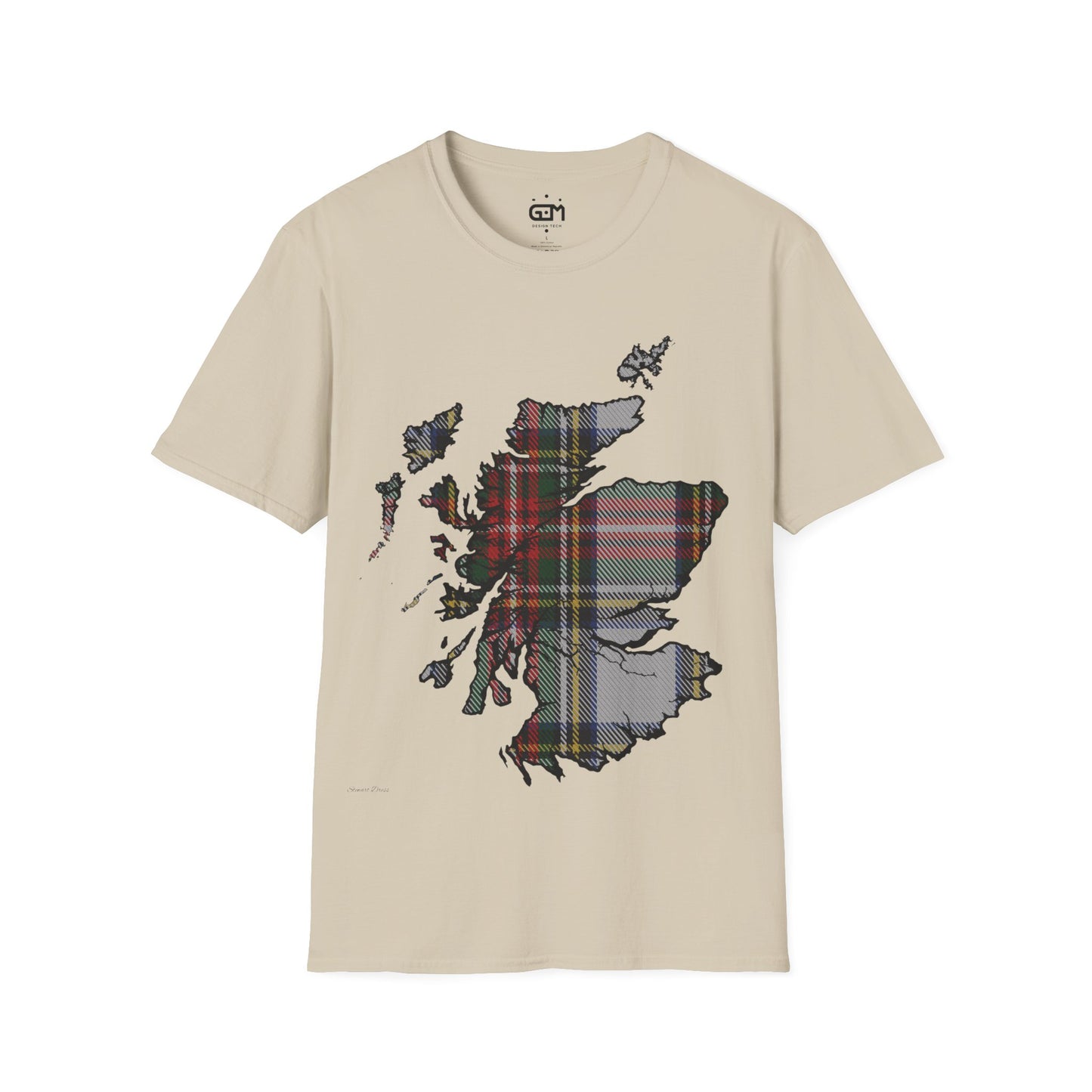 Scotland Tartan Map Softstyle Unisex T-Shirt, Stewart Dress Tartan, Various Colours