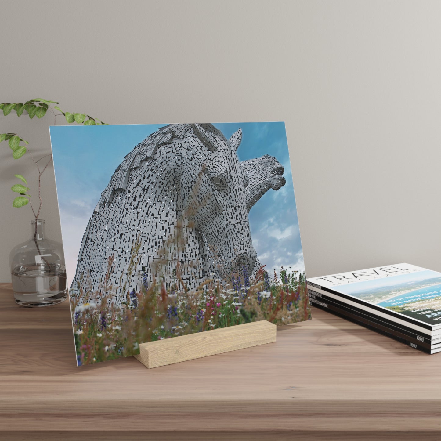 Photo Collection Gallery Stand Kelpies, Oak Picture Stand, Scotland Art, Scenery, Landmarks, Various Sizes