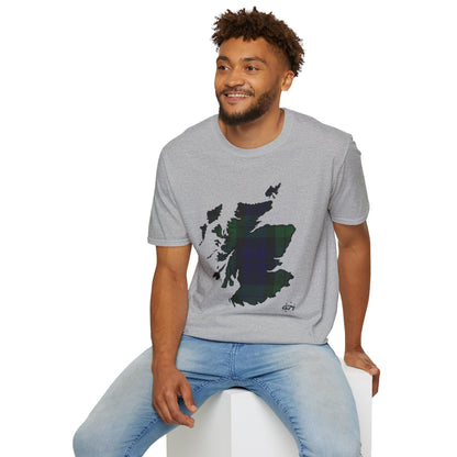 Tartan Ecosse Carte Softstyle T-Shirt Unisexe - Black Watch Tartan Tee 