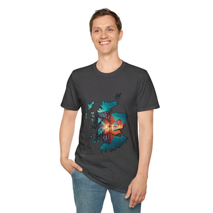 Forth Rail Bridge Scotland Map Softstyle Unisex T-Shirt, Scotland Shirt, Scottish Landmark Tee