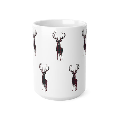 Tartan Stag Mug - Lindsay Tartan, Coffee Cup, Tea Cup, Scotland, White