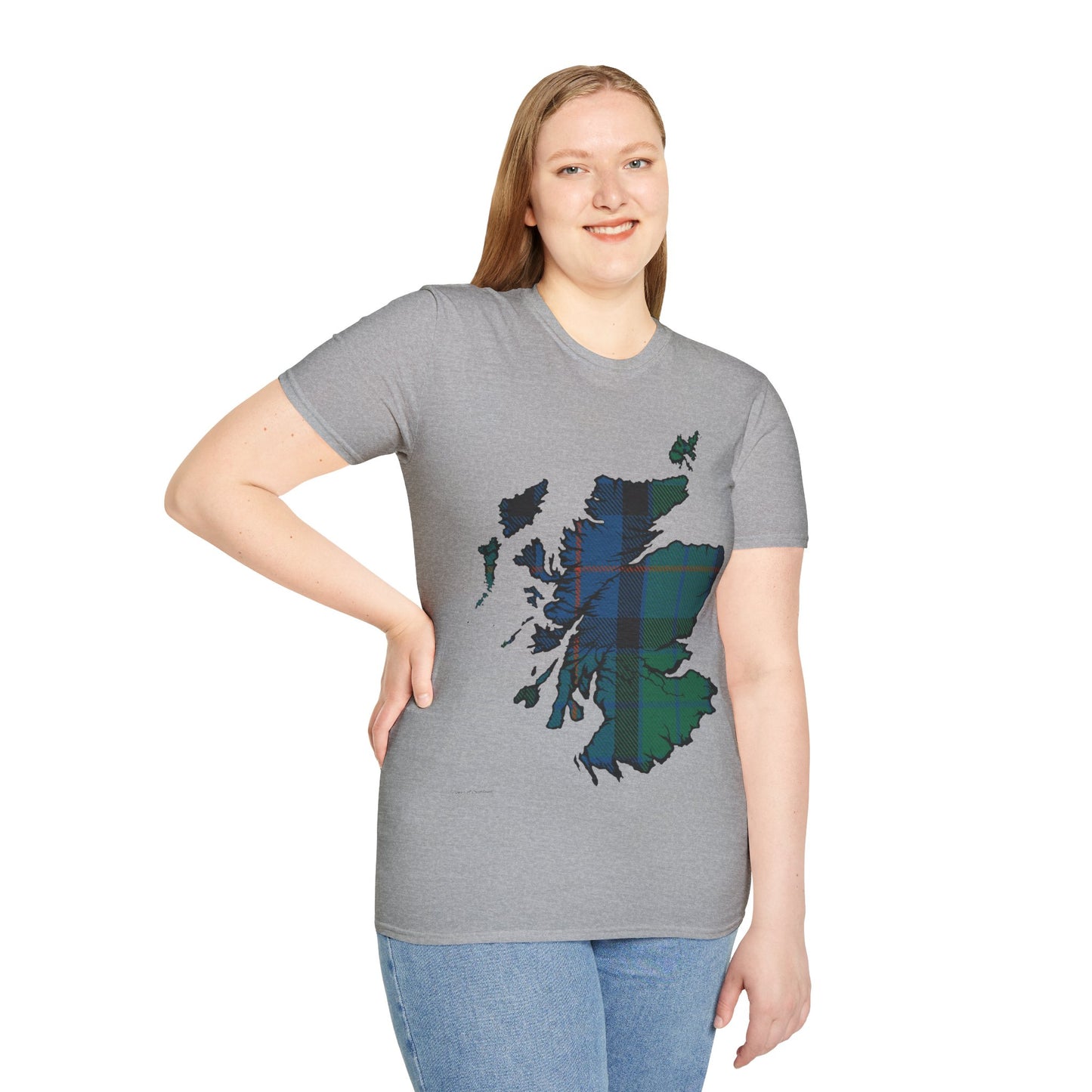 Scotland Tartan Map Softstyle Unisex T-Shirt, Flower of Scotland Tartan, Various Colours