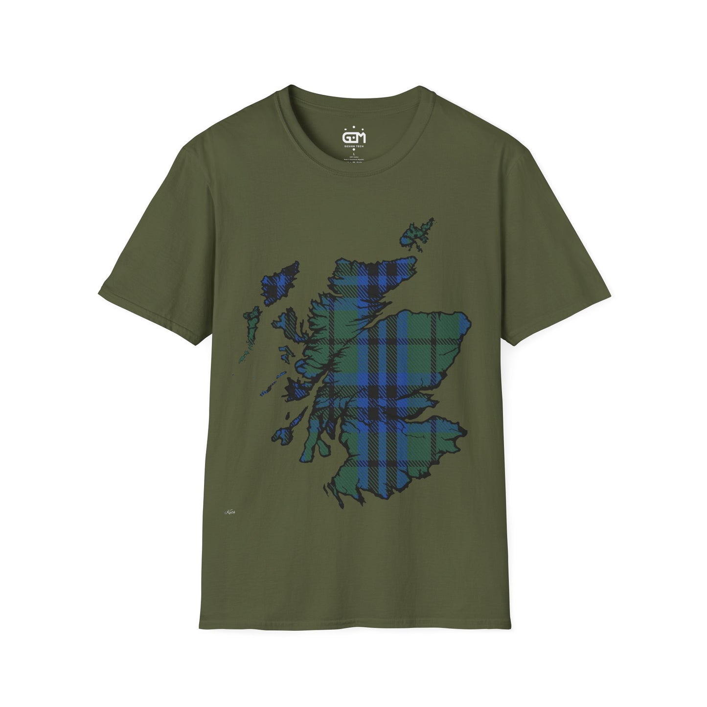 Scotland Tartan Map Softstyle Unisex T-Shirt, Keith Tartan, Various Colours