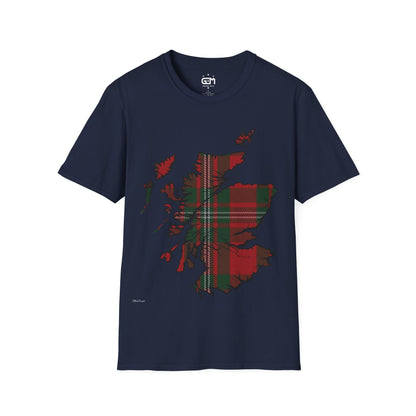 Scotland Tartan Map Softstyle Unisex T-Shirt, MacGregor Tartan, Various Colours