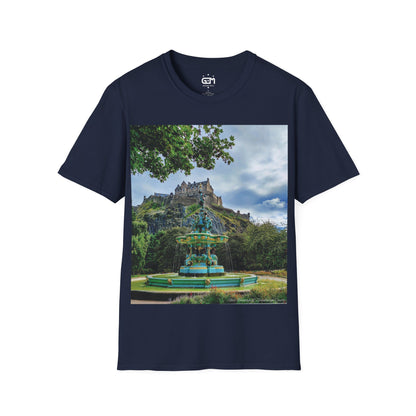 Ross Fountain & Edinburgh Castle Photo Softstyle T-Shirt, Unisex Tee, Various Colours