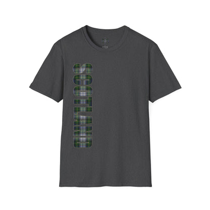 Scotland Lettering Tartan Softstyle Unisex T-Shirt, Gordon Dress Tartan Tee